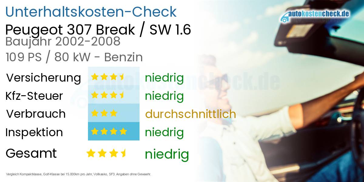 Unterhaltskosten Peugeot 307 Break / SW 1.6 