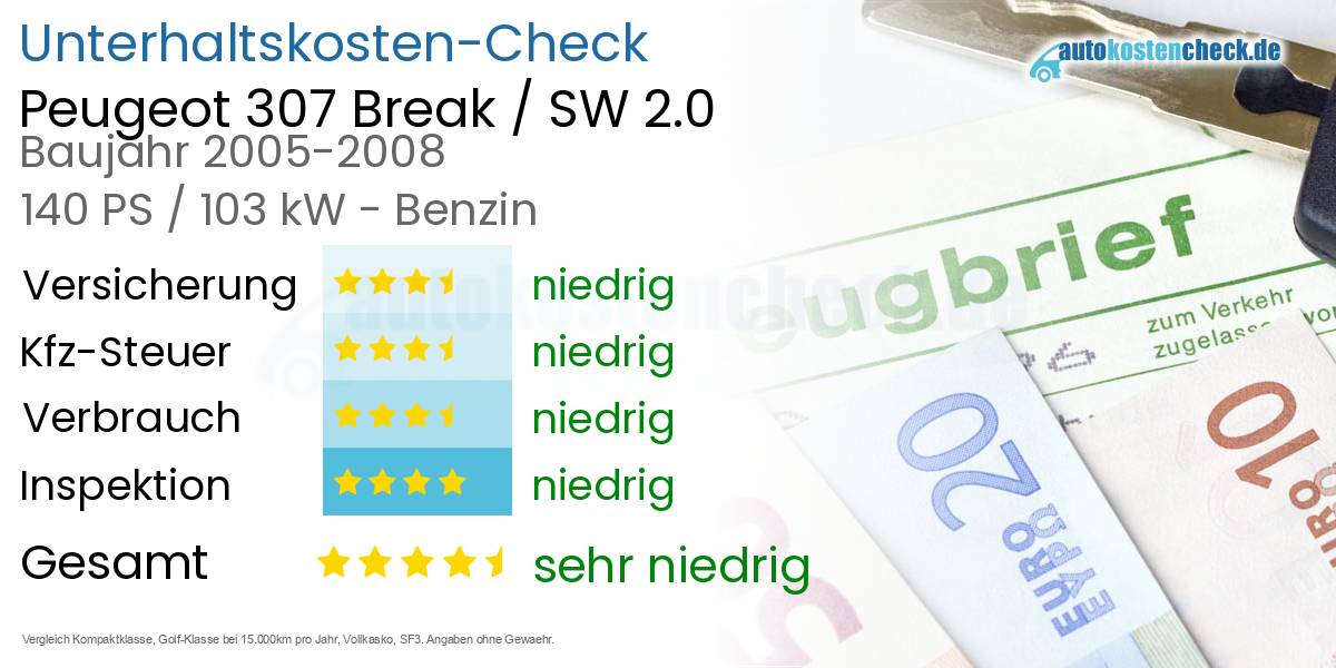 Unterhaltskosten Peugeot 307 Break / SW 2.0