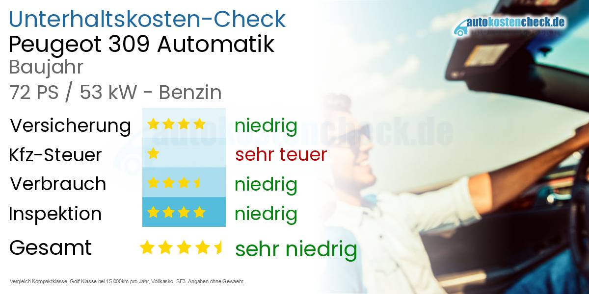 Unterhaltskosten Peugeot 309 Automatik 