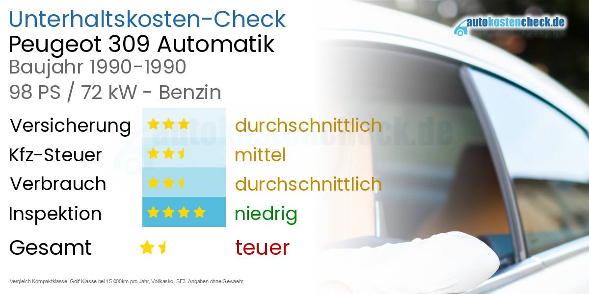 Unterhaltskosten Peugeot 309 Automatik 
