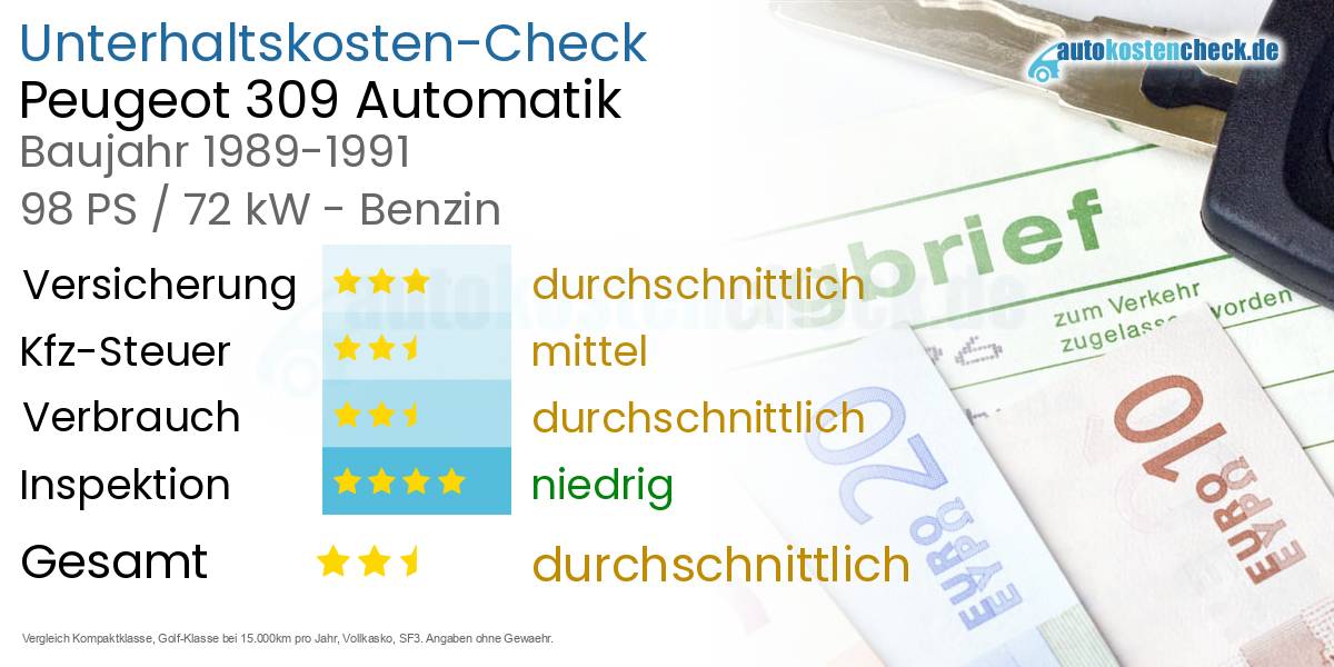 Unterhaltskosten Peugeot 309 Automatik 