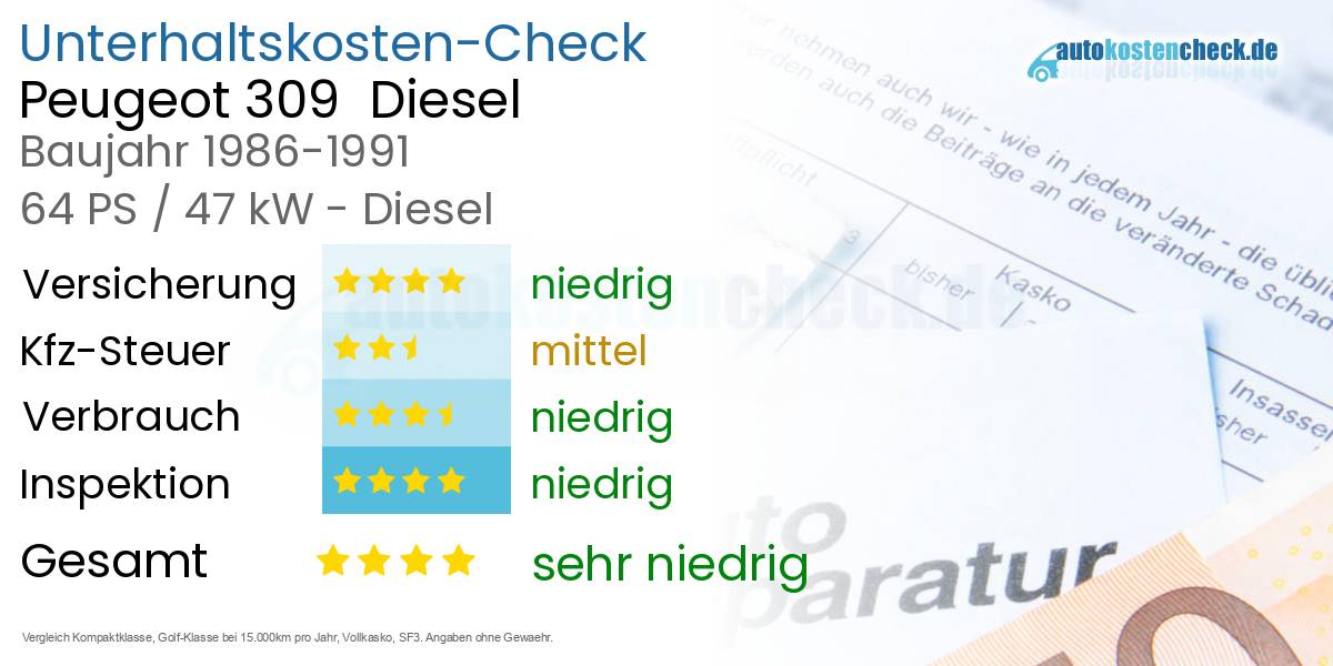 Unterhaltskosten Peugeot 309  Diesel  