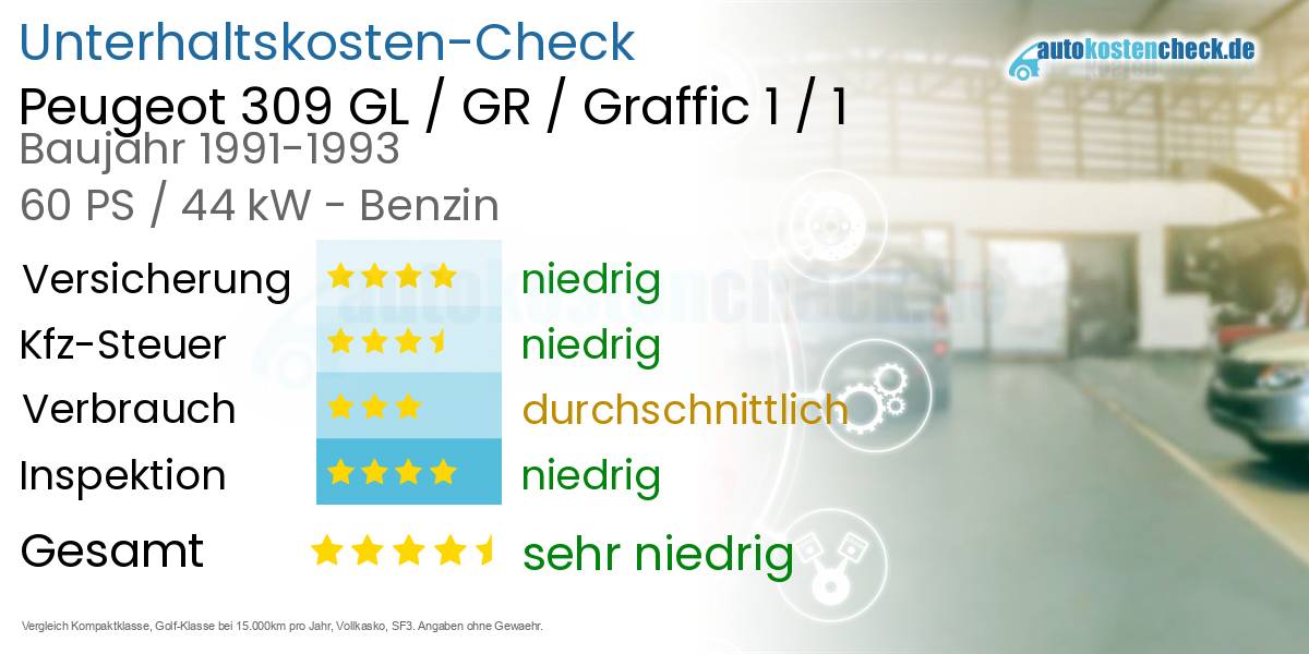 Unterhaltskosten Peugeot 309 GL / GR / Graffic 1 / 1 
