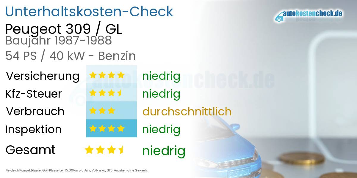 Unterhaltskosten Peugeot 309 / GL 