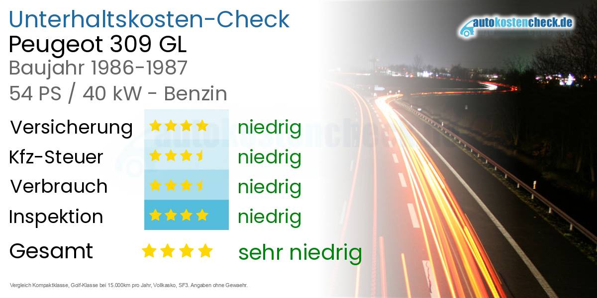 Unterhaltskosten Peugeot 309 GL 