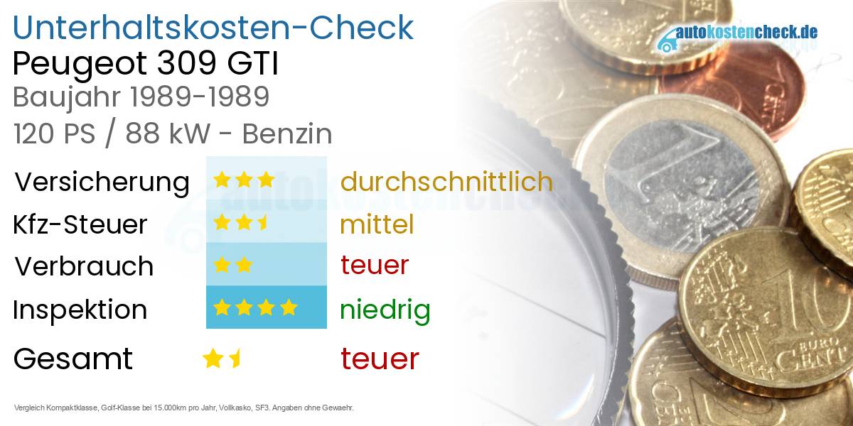 Unterhaltskosten Peugeot 309 GTI 