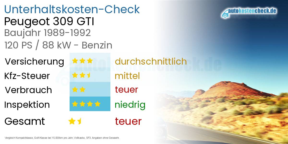 Unterhaltskosten Peugeot 309 GTI 