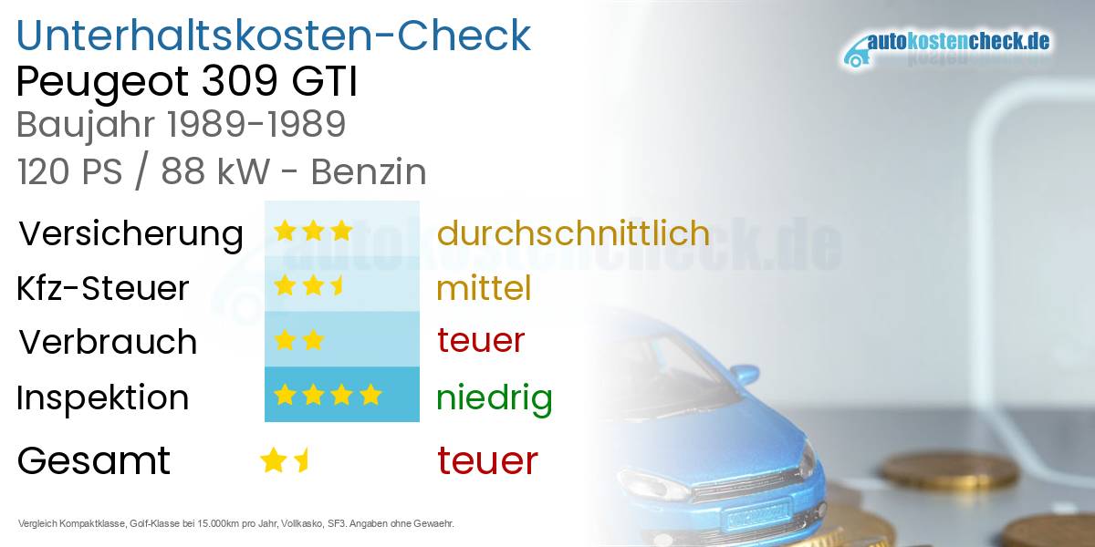 Unterhaltskosten Peugeot 309 GTI 
