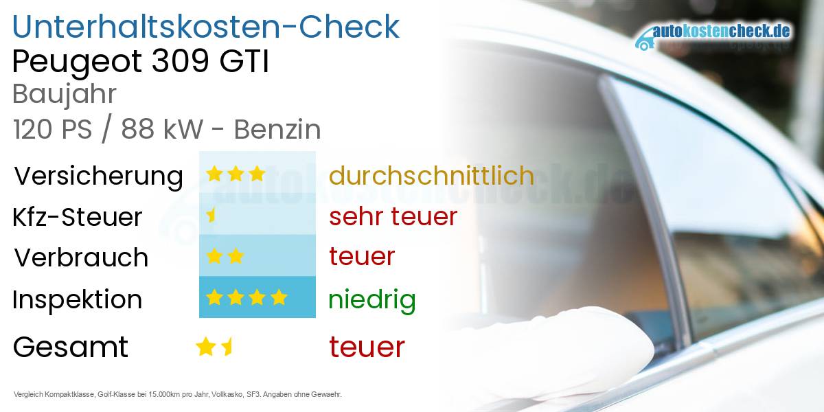 Unterhaltskosten Peugeot 309 GTI 