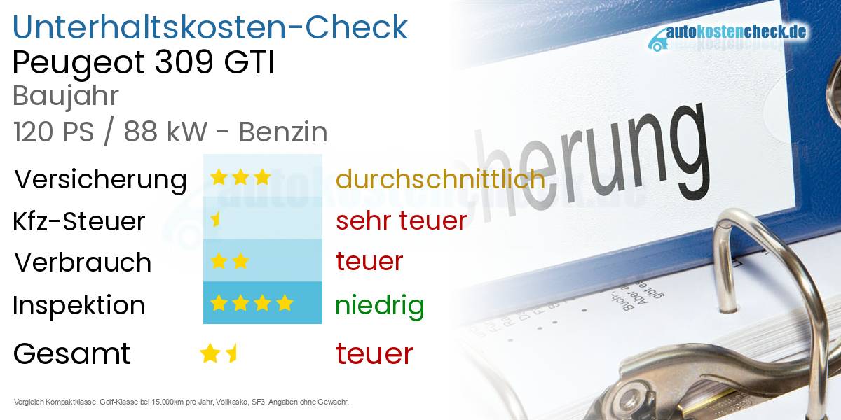 Unterhaltskosten Peugeot 309 GTI 