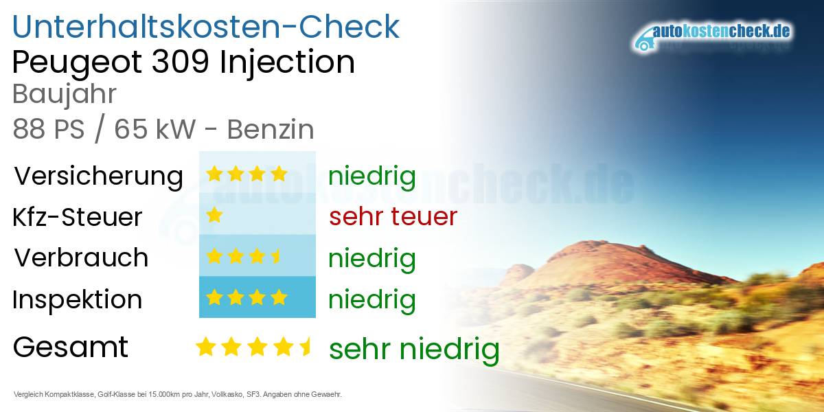 Unterhaltskosten Peugeot 309 Injection 