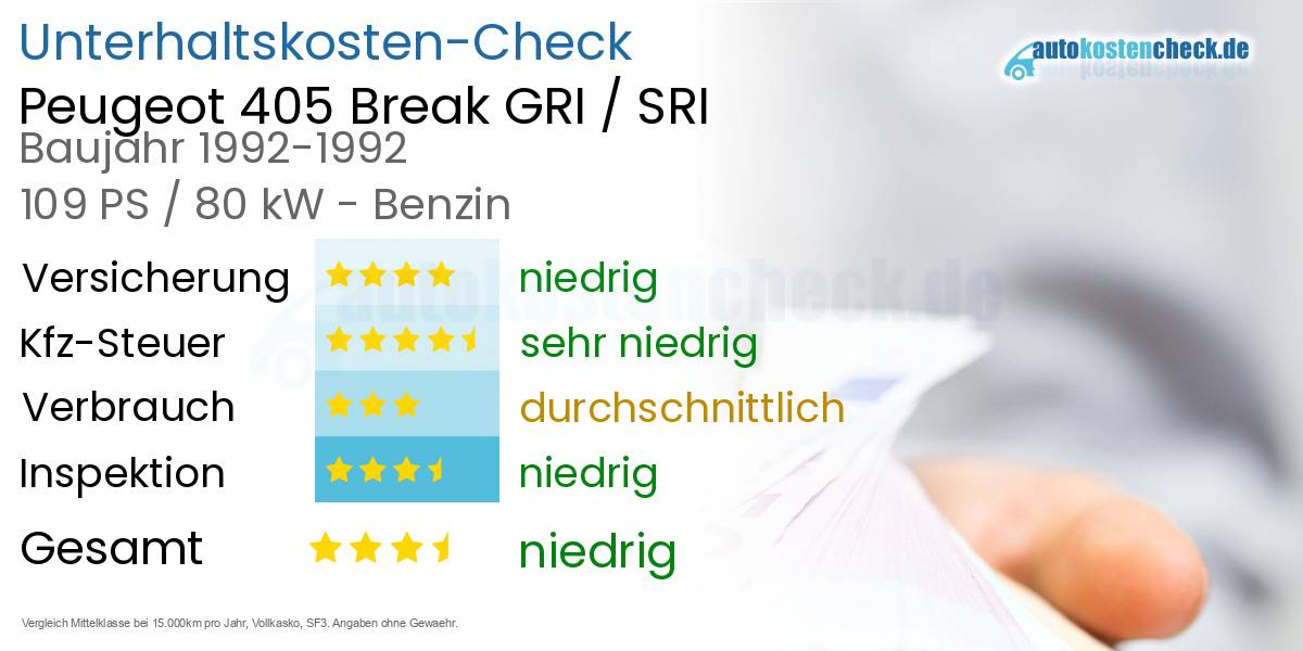 Unterhaltskosten Peugeot 405 Break GRI / SRI 