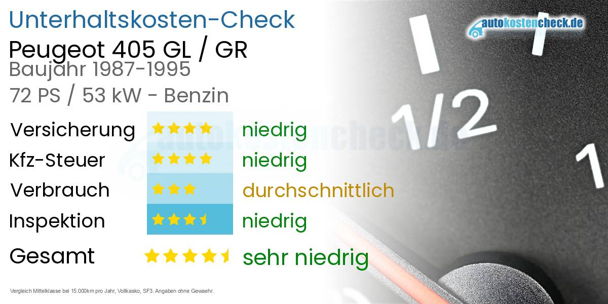 Unterhaltskosten Peugeot 405 GL / GR 