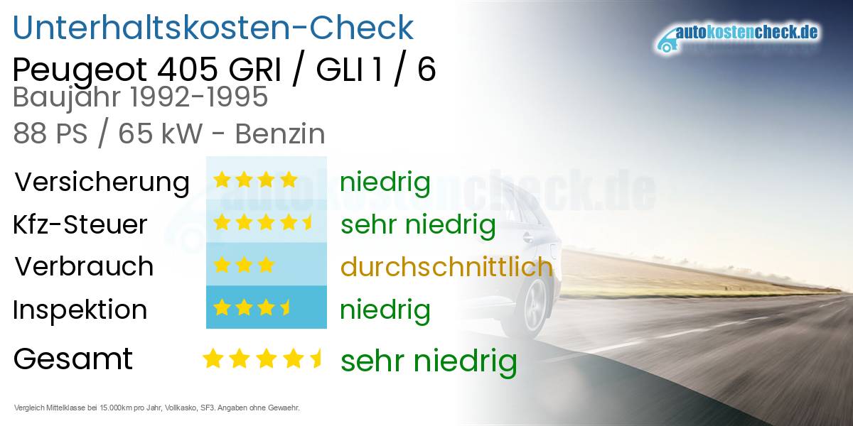 Unterhaltskosten Peugeot 405 GRI / GLI 1 / 6 
