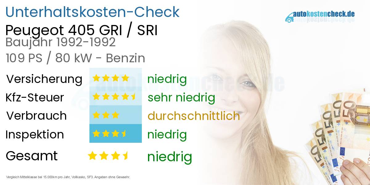 Unterhaltskosten Peugeot 405 GRI / SRI 