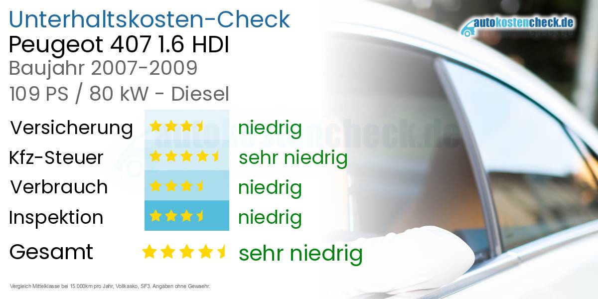 Unterhaltskosten Peugeot 407 1.6 HDI 