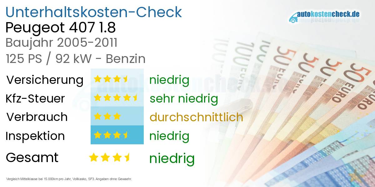 Unterhaltskosten Peugeot 407 1.8 