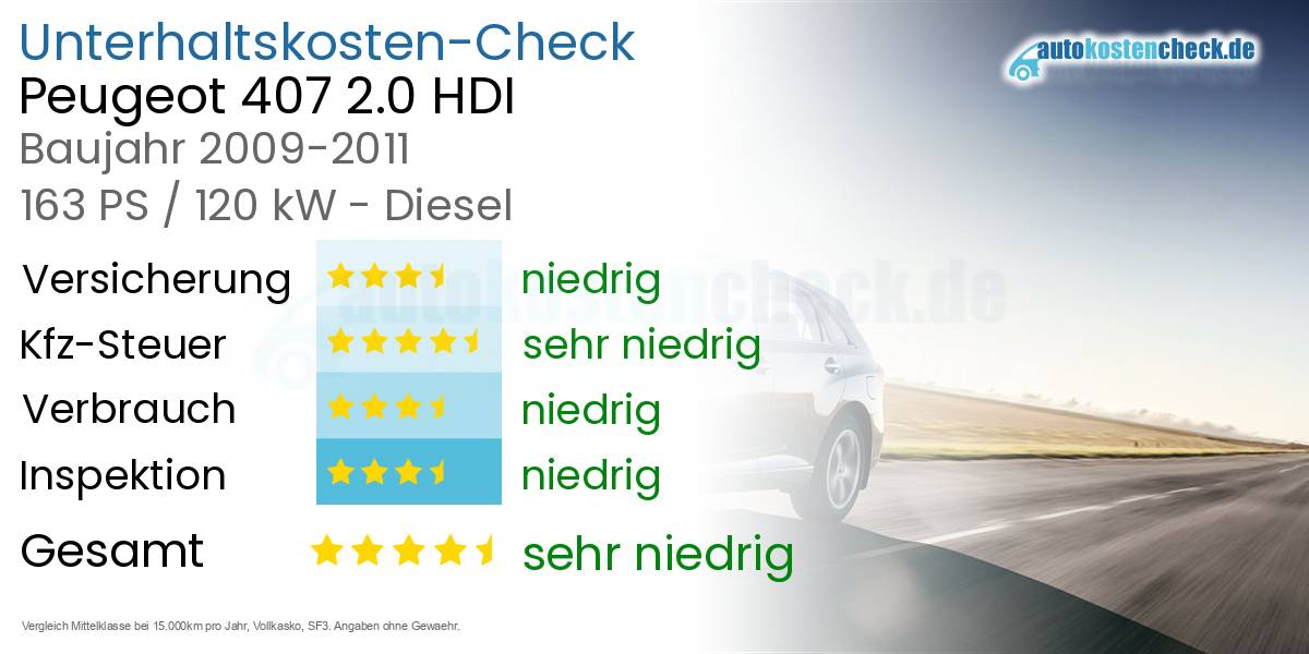 Unterhaltskosten Peugeot 407 2.0 HDI