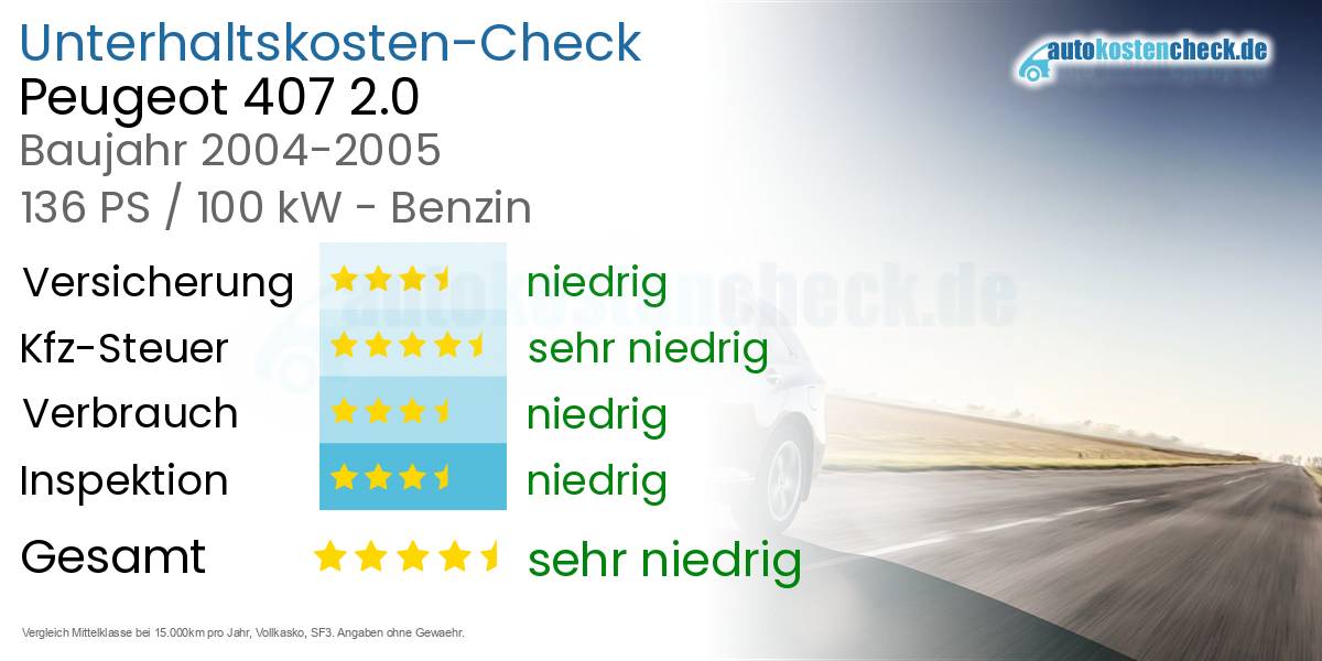 Unterhaltskosten Peugeot 407 2.0 