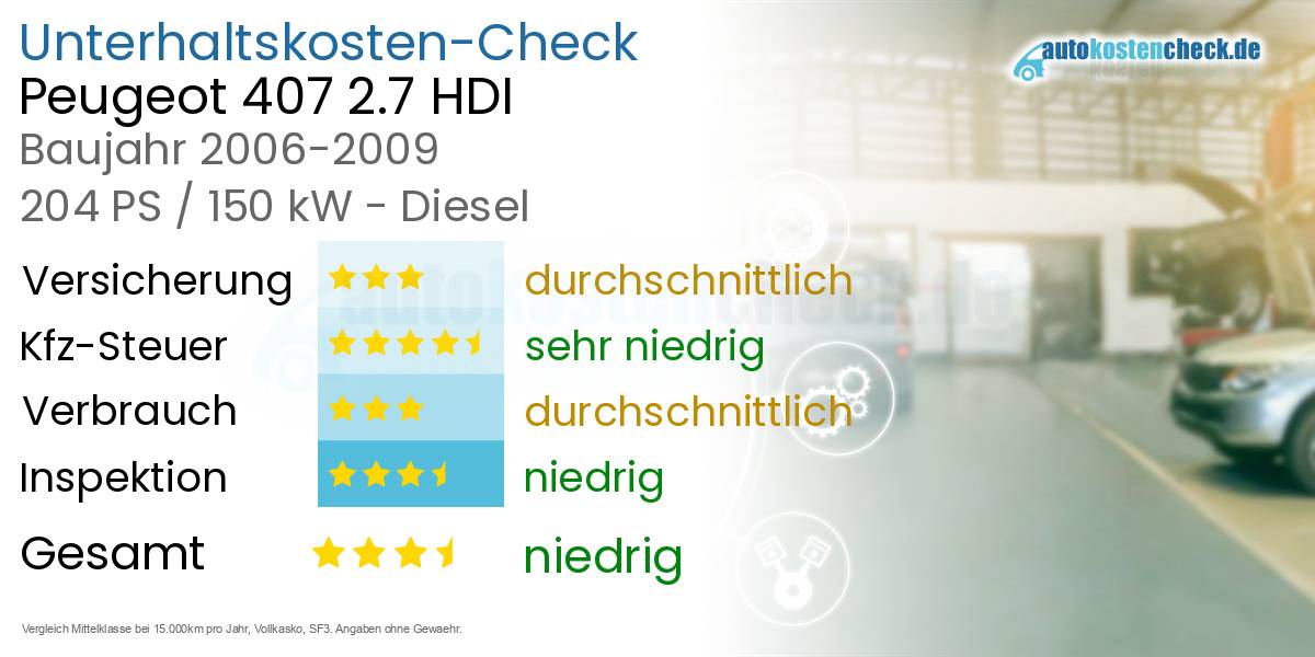 Unterhaltskosten Peugeot 407 2.7 HDI 