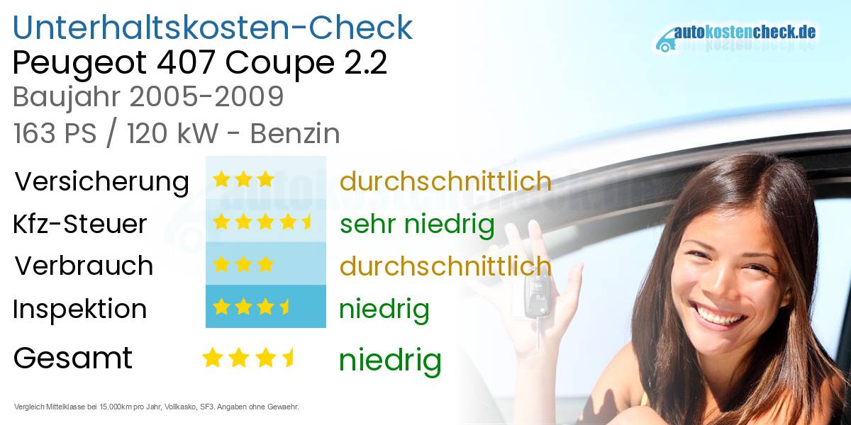 Unterhaltskosten Peugeot 407 Coupe 2.2 