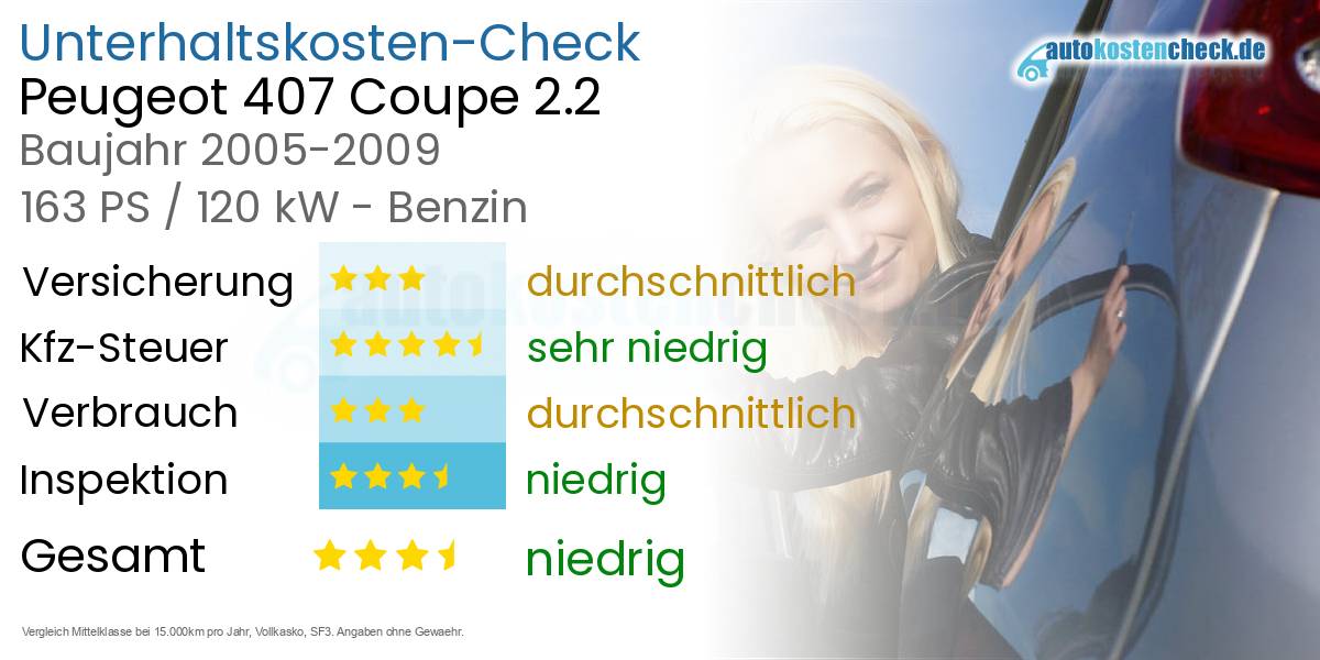Unterhaltskosten Peugeot 407 Coupe 2.2 