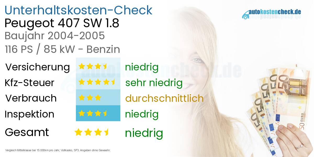 Unterhaltskosten Peugeot 407 SW 1.8 
