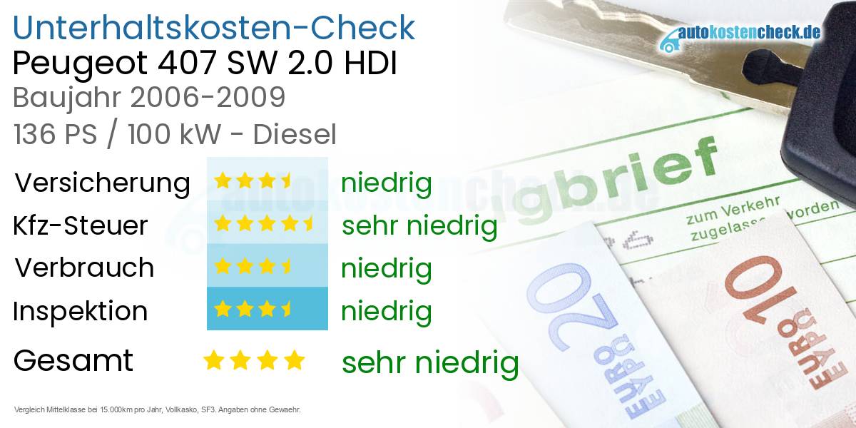 Unterhaltskosten Peugeot 407 SW 2.0 HDI 