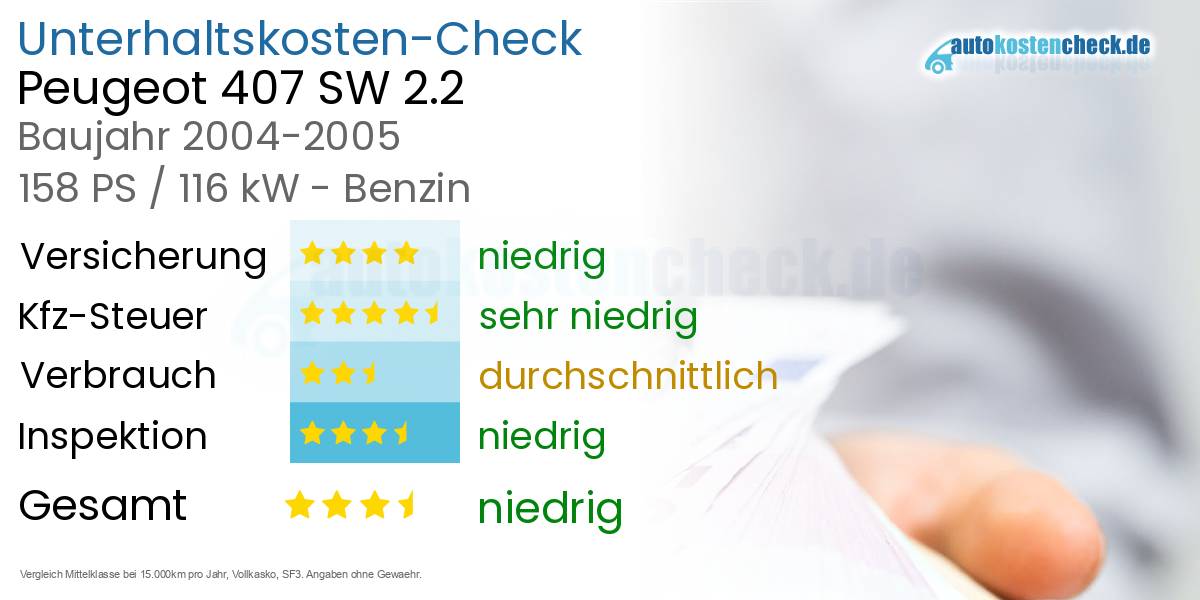 Unterhaltskosten Peugeot 407 SW 2.2 