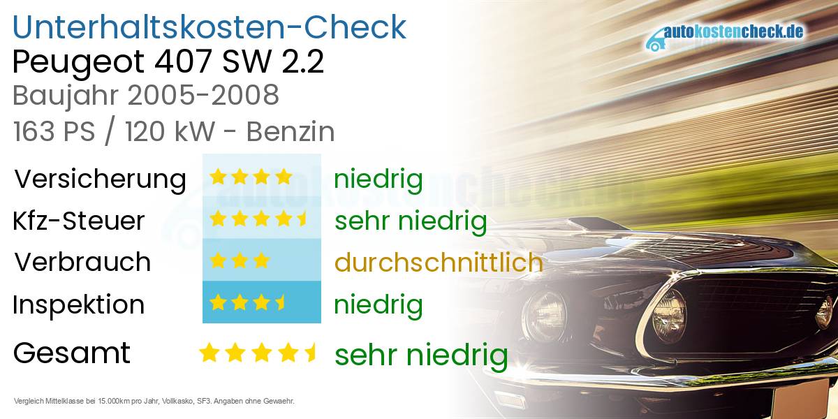 Unterhaltskosten Peugeot 407 SW 2.2 