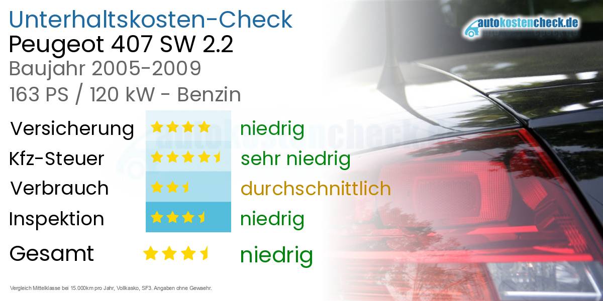 Unterhaltskosten Peugeot 407 SW 2.2 