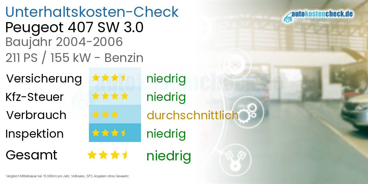 Unterhaltskosten Peugeot 407 SW 3.0 