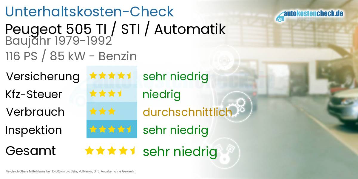 Unterhaltskosten Peugeot 505 TI / STI / Automatik  