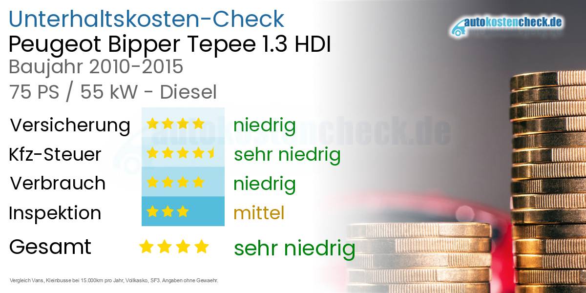 Unterhaltskosten Peugeot Bipper Tepee 1.3 HDI 