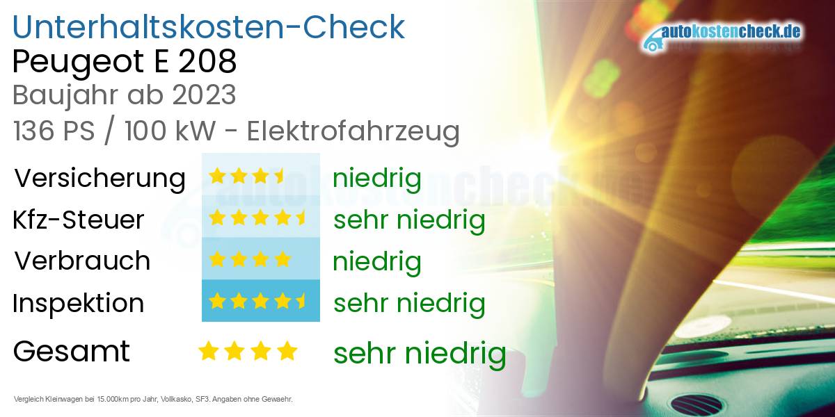 Unterhaltskosten Peugeot E 208 