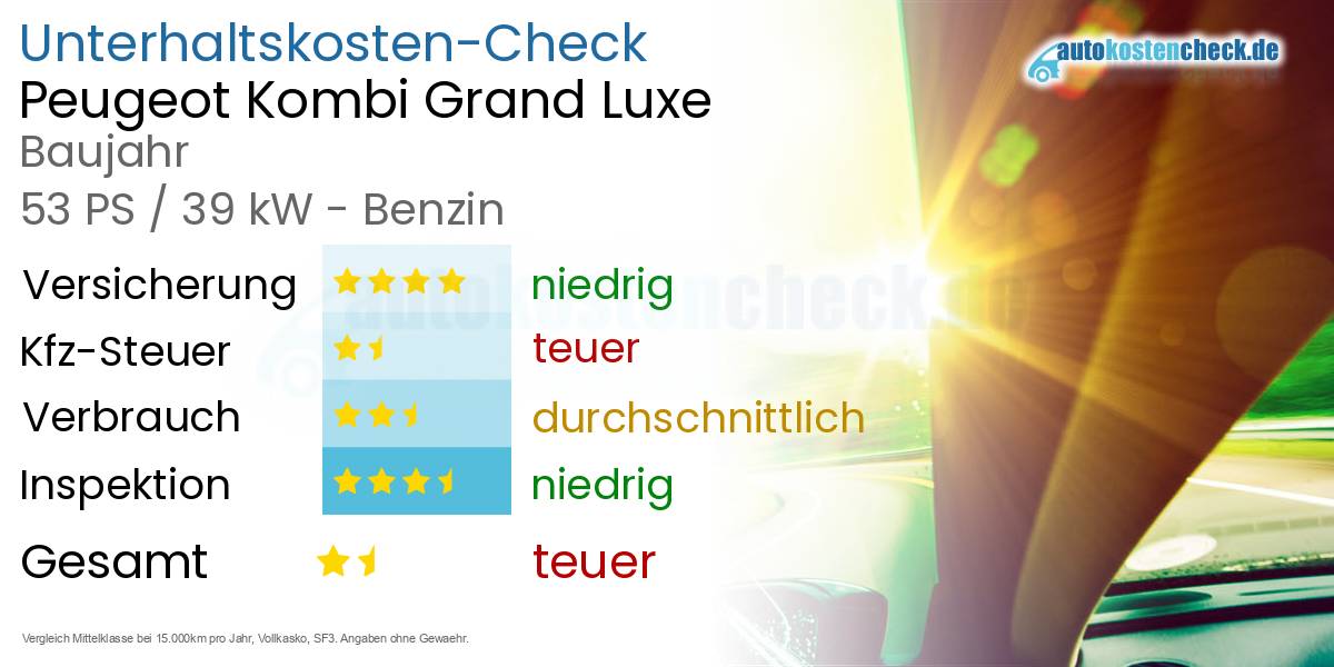 Unterhaltskosten Peugeot Kombi Grand Luxe 