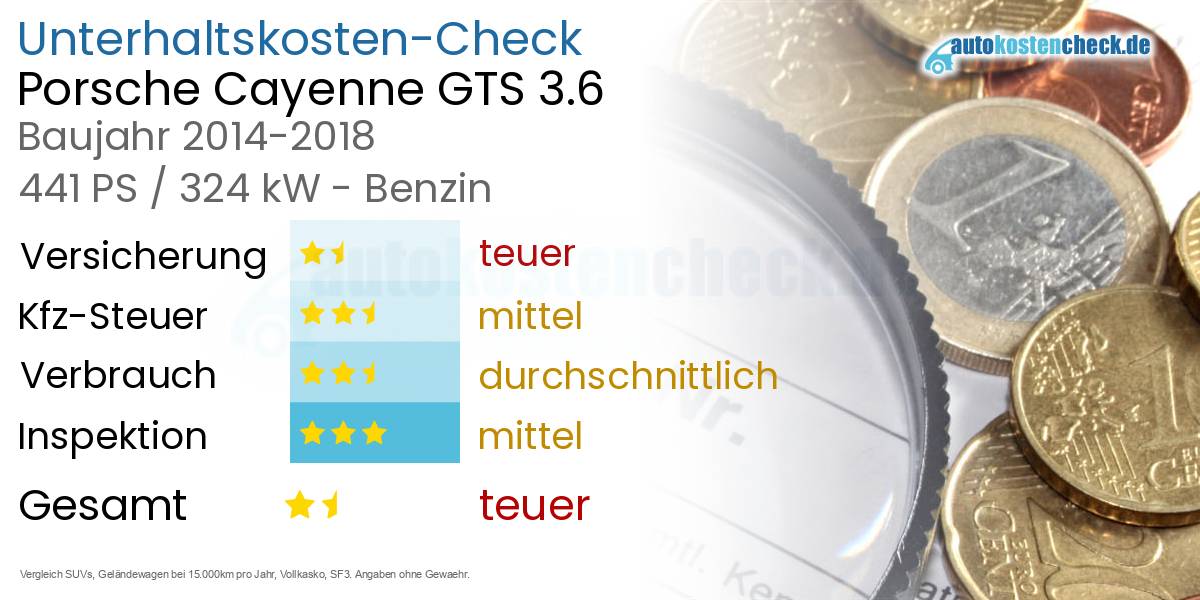 Unterhaltskosten Porsche Cayenne GTS 3.6 