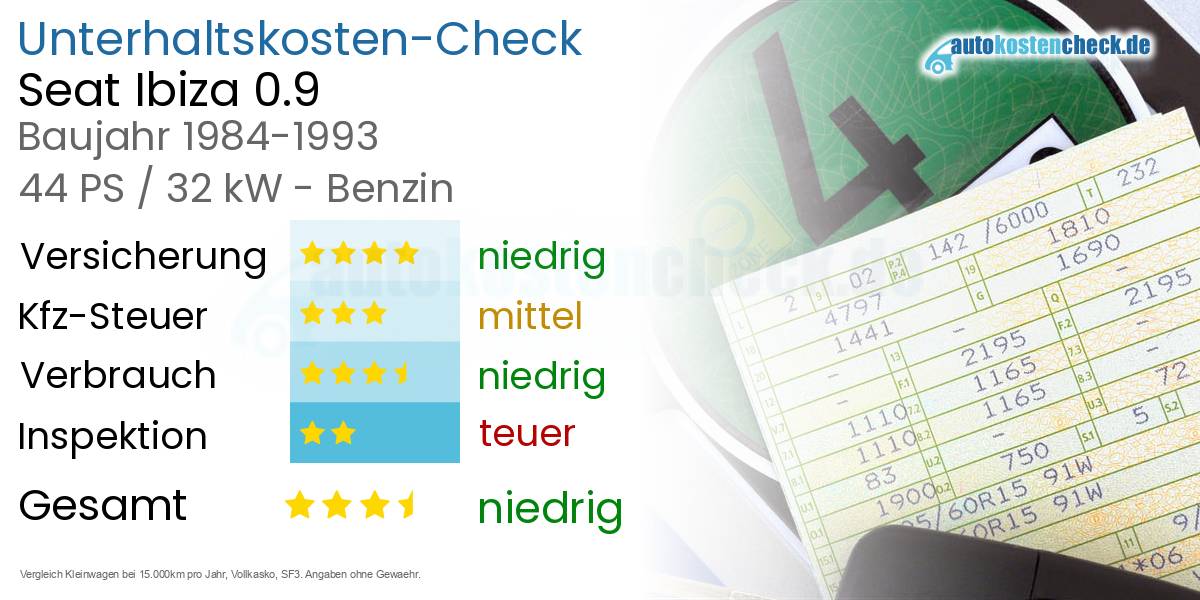 Unterhaltskosten Seat Ibiza 0.9 