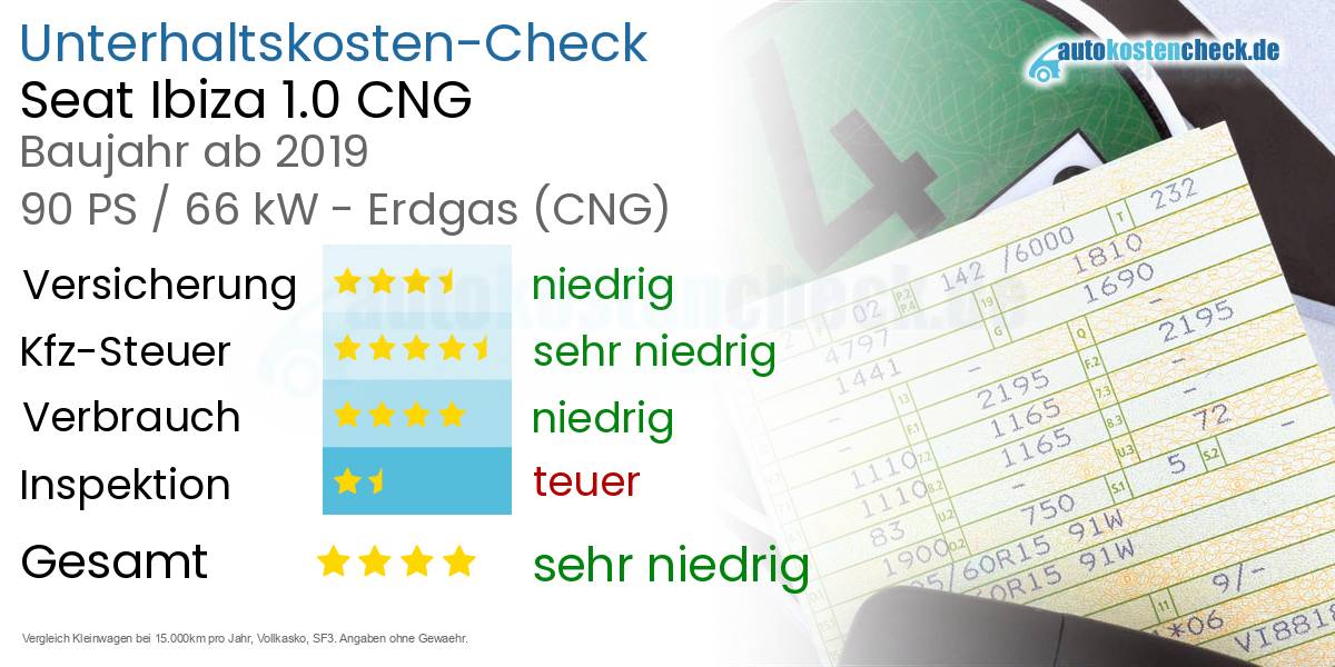 Unterhaltskosten Seat Ibiza 1.0 CNG 