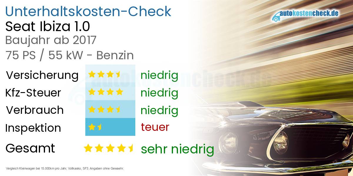 Unterhaltskosten Seat Ibiza 1.0 