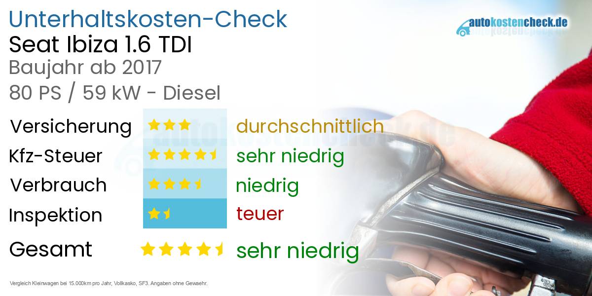 Unterhaltskosten Seat Ibiza 1.6 TDI 
