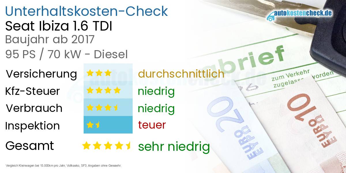Unterhaltskosten Seat Ibiza 1.6 TDI 