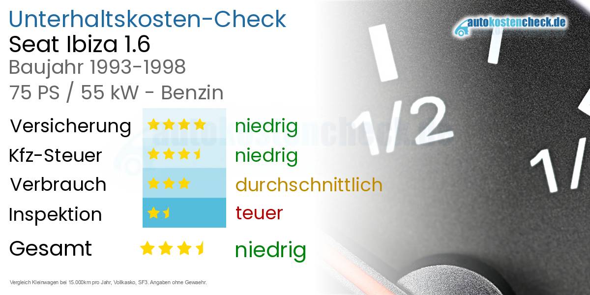 Unterhaltskosten Seat Ibiza 1.6 