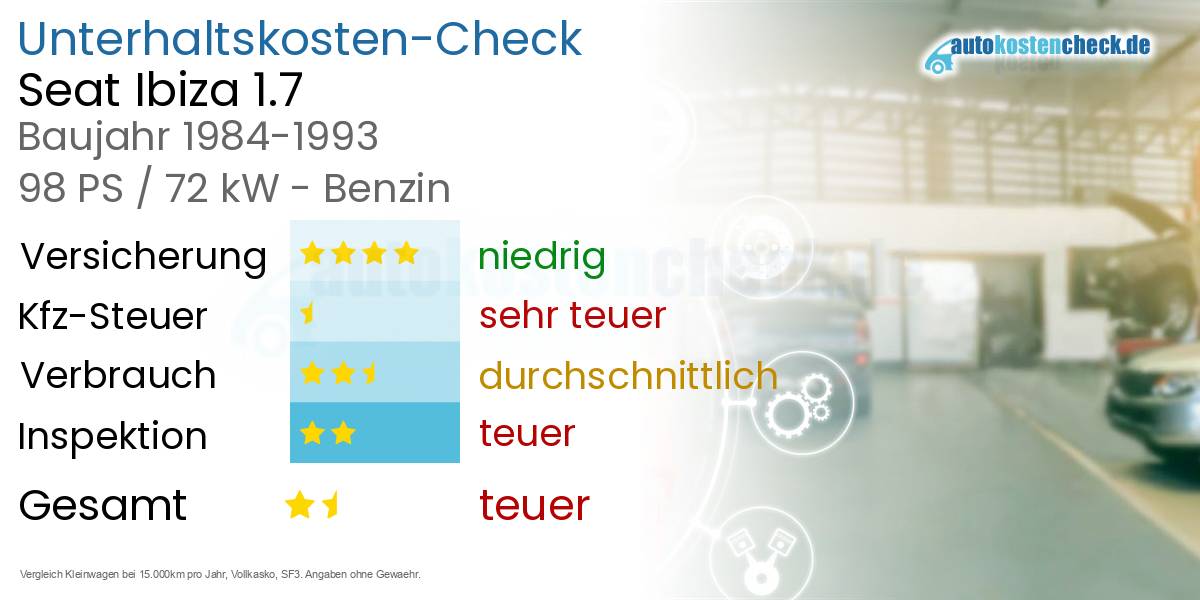 Unterhaltskosten Seat Ibiza 1.7 