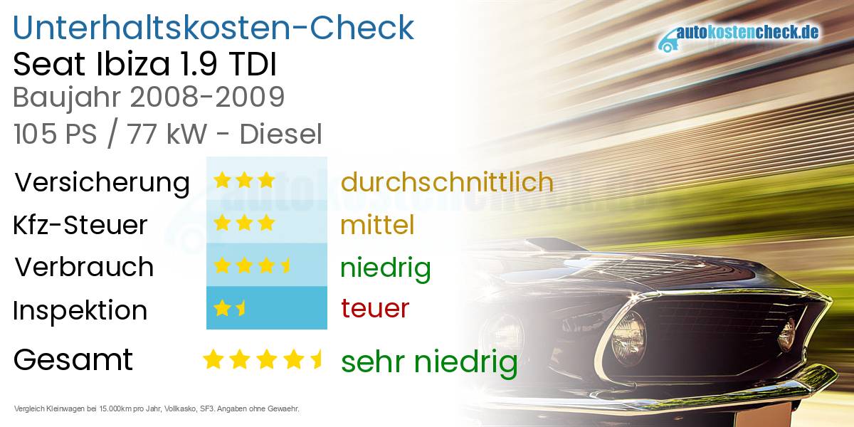 Unterhaltskosten Seat Ibiza 1.9 TDI 