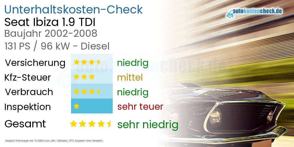 Unterhaltskosten Seat Ibiza 1.9 TDI 
