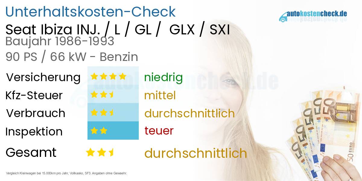 Unterhaltskosten Seat Ibiza INJ. / L / GL /  GLX / SXI 