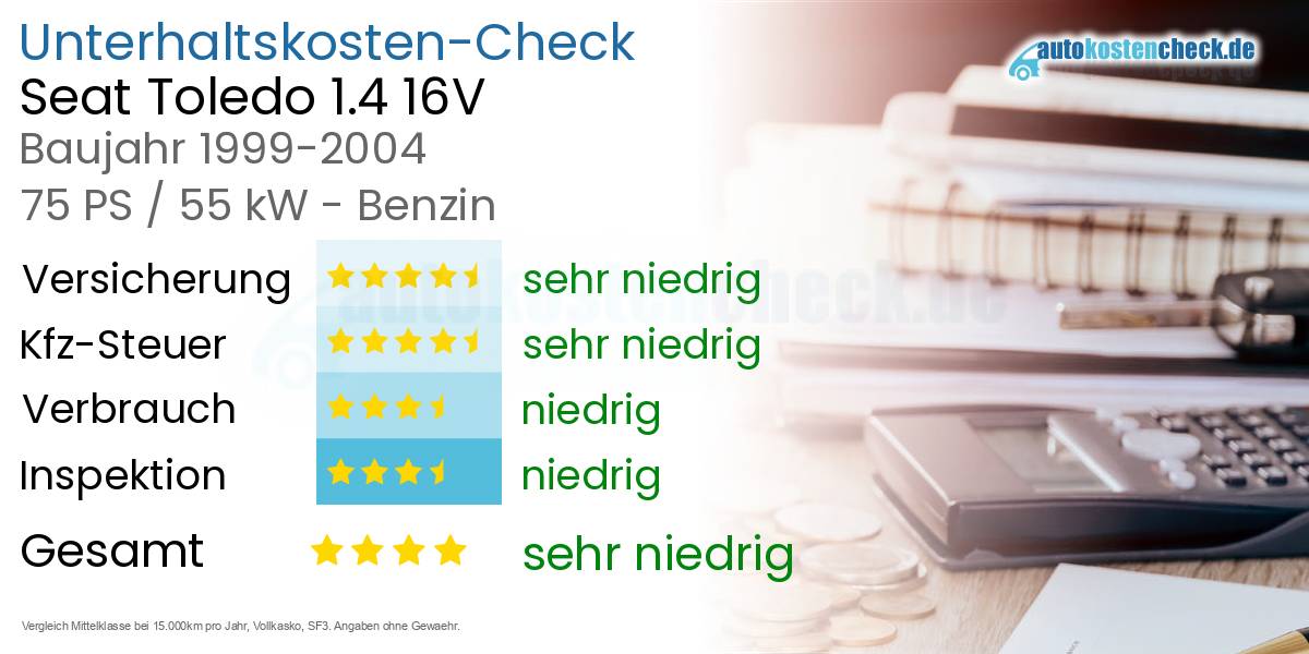 Unterhaltskosten Seat Toledo 1.4 16V