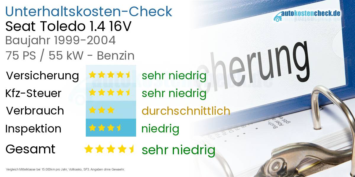 Unterhaltskosten Seat Toledo 1.4 16V 