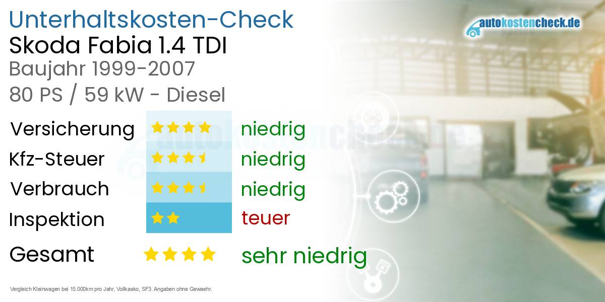 Unterhaltskosten Skoda Fabia 1.4 TDI